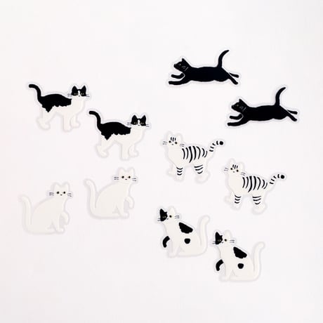 真夜中の雑貨店 BLACK WHITE クリアフレークシール