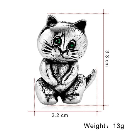 シルバー おすわり猫ちゃんピンブローチ