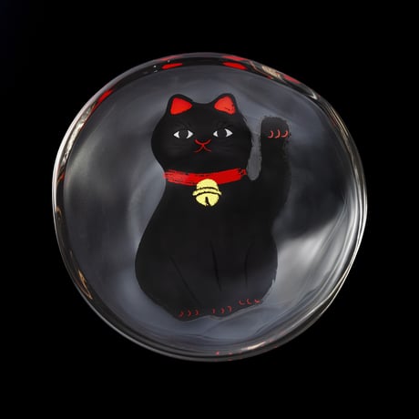 めでたmono 招き猫豆皿 黒