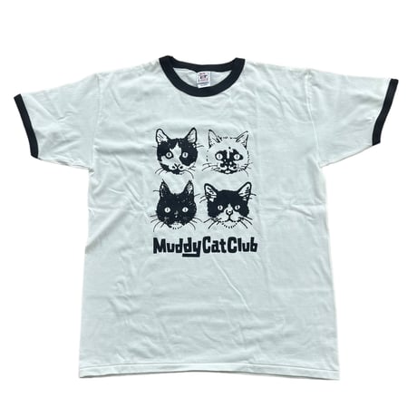 Muddy Cat Club リンガーTシャツ ナチュラル×黒