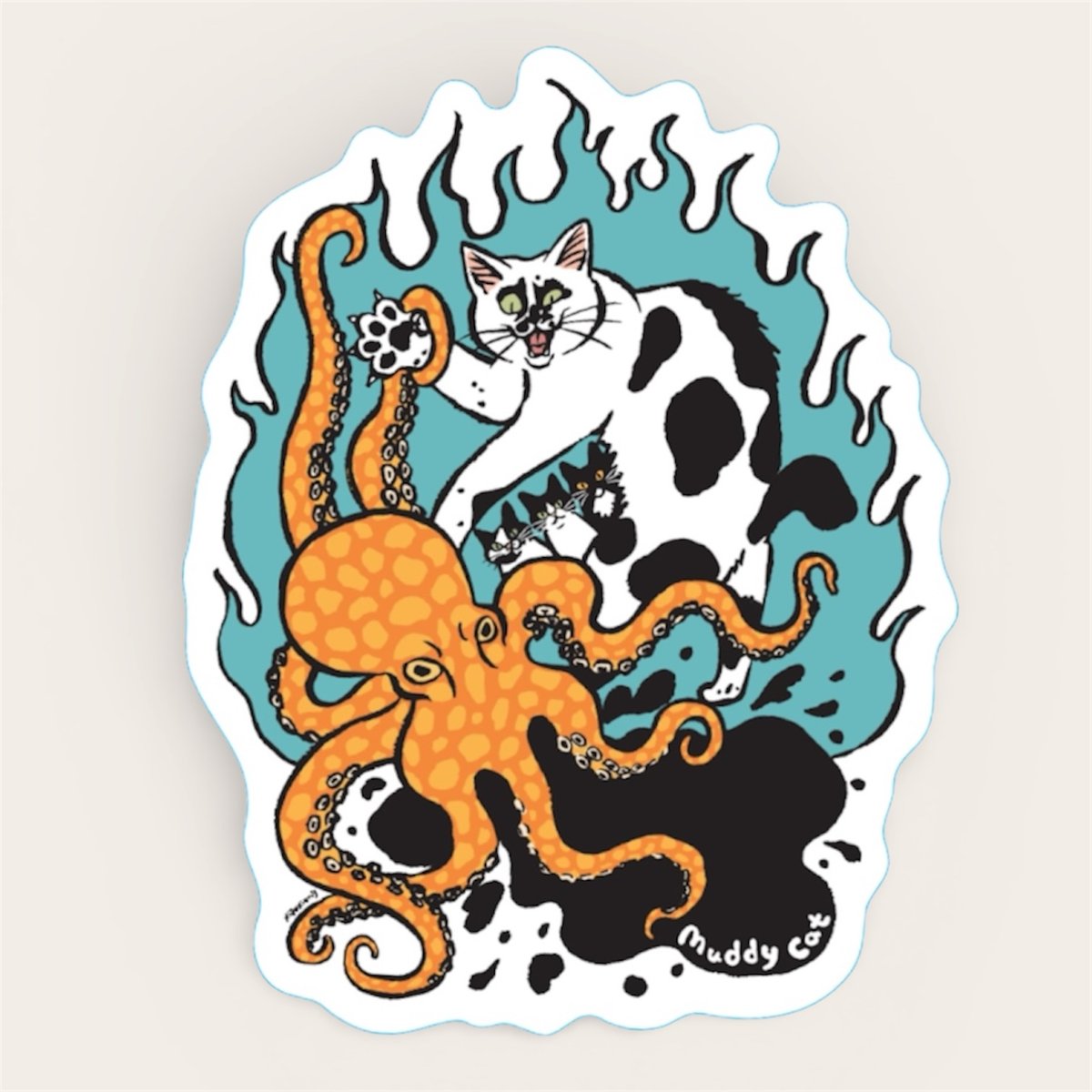 喫茶こぐまや×Muddy Cat ダイカットステッカー | 泥猫倶楽部