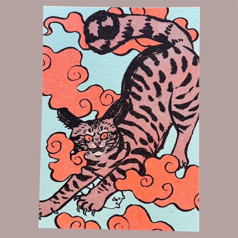 喫茶こぐまや ポストカード 化猫キジトラ | 泥猫倶楽部