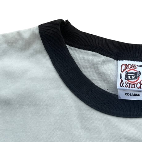 Muddy Cat Club リンガーTシャツ ナチュラル×黒
