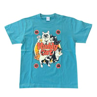 Rockin'Jelly Bean × Muddy Cat イラストTシャツ ヘイジーグリーン