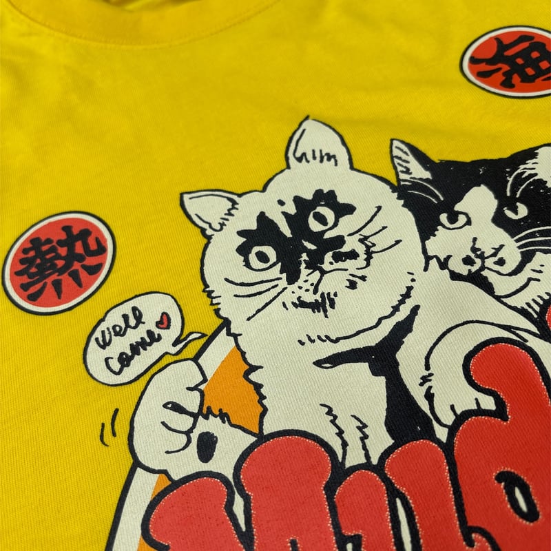 Rockin'Jelly Bean × Muddy Cat イラストTシャツ カナリアイエロー
