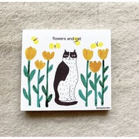 ブロックメモ 猫と花