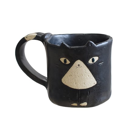 手作りマグカップ　黒猫