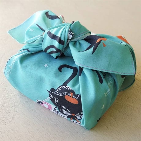 黒ねこ意匠 BLACK CAT ROBIN ハンカチ