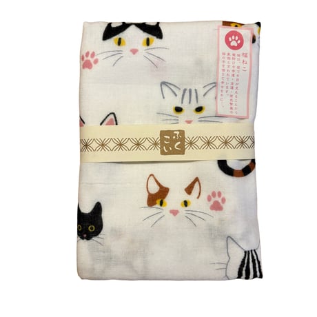 二重ガーゼ手ぬぐい 福ねこ