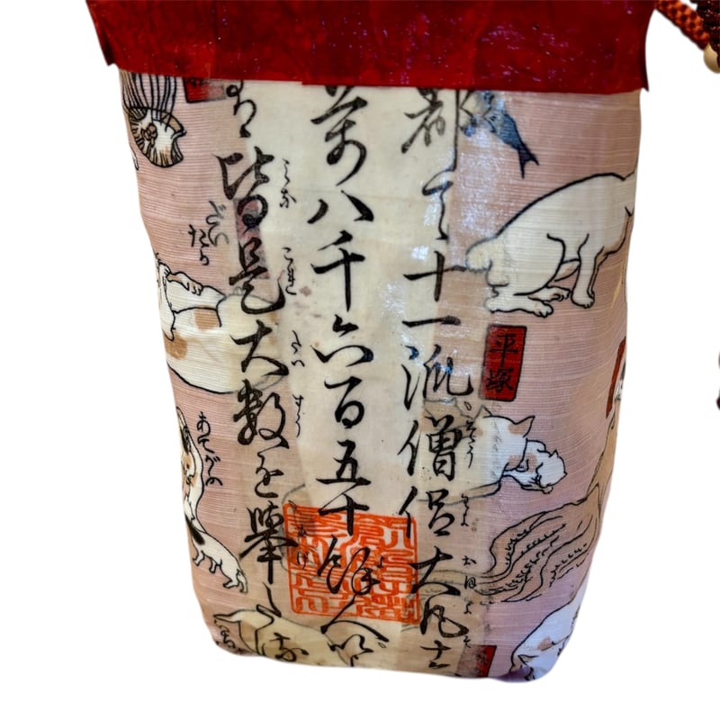 受注生産】Little 4cats_w 一閑張りかごバッグ 猫飼好五十三疋 | 泥猫