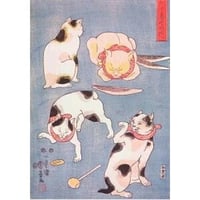 ポストカード　歌川国芳　猫「たとゑ尽の内」
