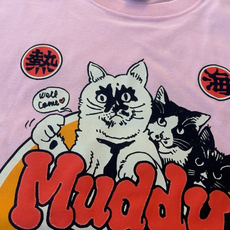 Rockin'Jelly Bean × Muddy Cat イラストTシャツ アプリコット