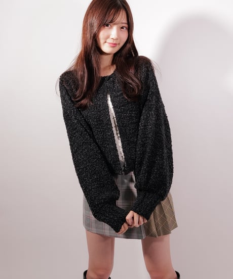 ニットクロップドカーディガン  WHITE