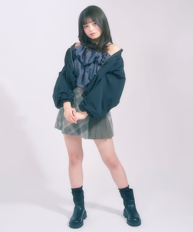 ルミニョン ♡ Candy check panel zip dress 【M】 チェック切り替えミニスカート / LL25MSK01 | lattelatte