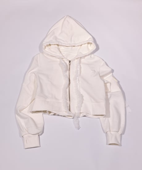 フリルスウェットパーカー / LL25OPK01 WHITE