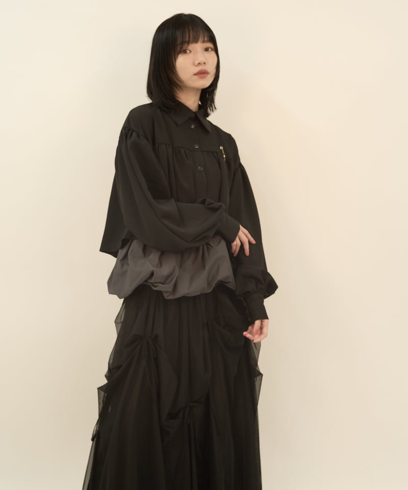 クロップド ギャザーBL / LL25BL02 GREIGE | lattelatte