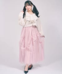 チュールリボン付きギャザースカート / LL25LSK01 PINK