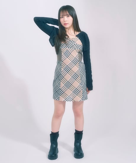 追加受注商品 チェック切り替えワンピース(単体)  / LL25OP02