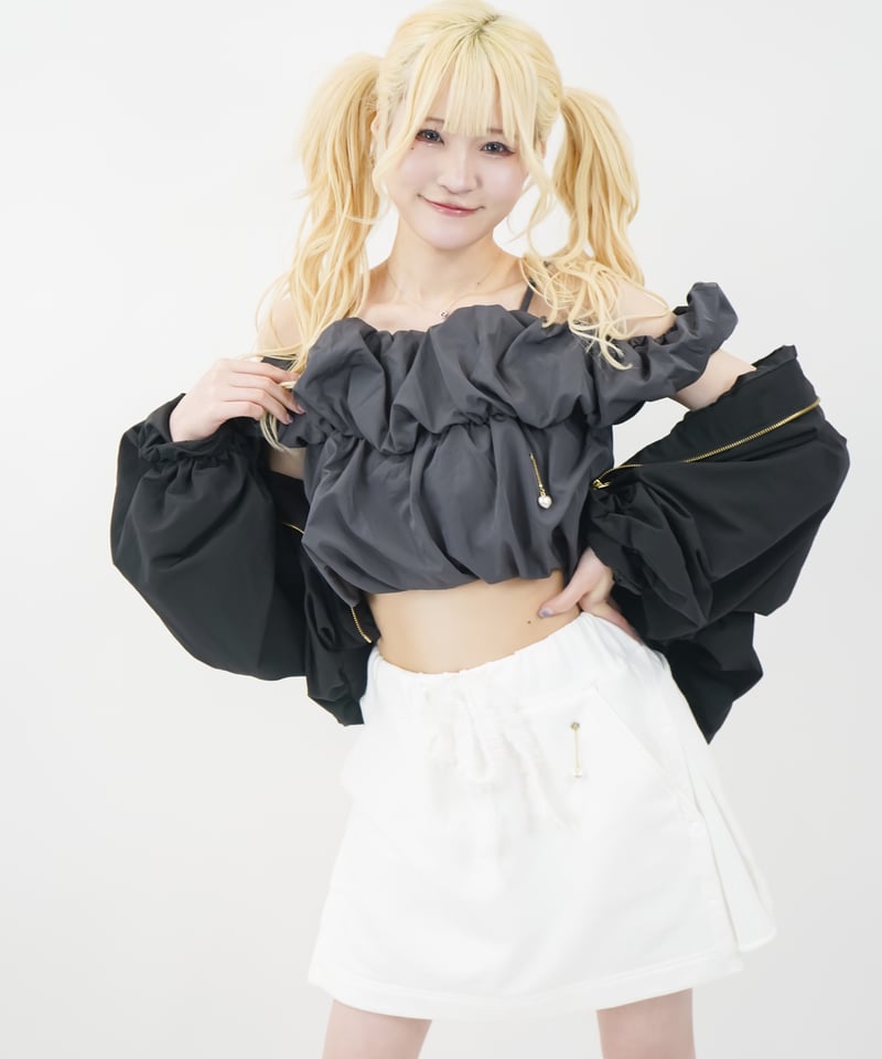 追加販売 : ギャザーバルーンブルゾン / BLACK LL25BBL01 | lattelatte