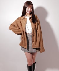 qung TomBOYオーバーサイズJK ラテベージュ　　未使用品 フェイク スウェード シャツJK / LL25FSSH01 CAMEL | lattelatte