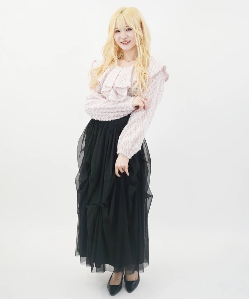 チュールリボン付きギャザースカート / LL25LSK01 PINK | lattelatte