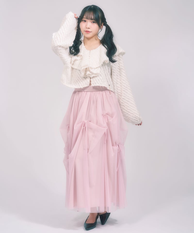 チュールリボン付きギャザースカート / LL25LSK01 PINK | lattelatte