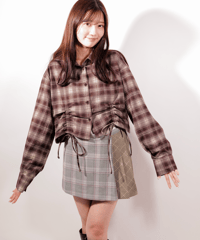 ドローストリング クロップド ネルシャツ BROWN