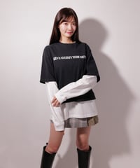 latteto ピグメントダイ リバースグラフィックレイヤードT-sh / LT25LPLT01