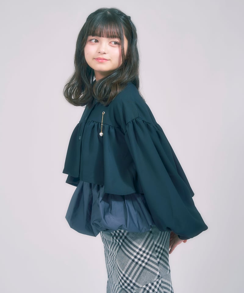 クロップド ギャザーBL / LL25BL02 BLACK | lattelatte