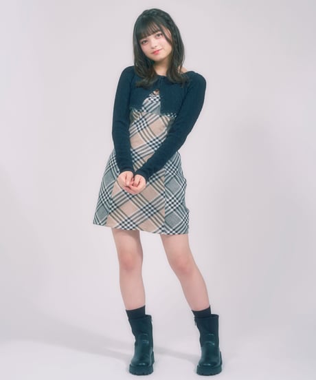 追加受注商品 チェック切り替えワンピース(単体)  / LL25OP02