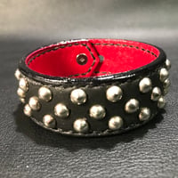 Leather Stud Wristband / Conical / nickel coated