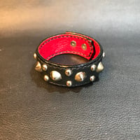 Leather Stud Wristband / 2-1 conical & dome/ nickel coated