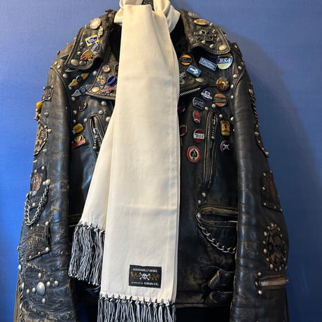 WHITE SILK SCARF オリジナルシルクストール no.3