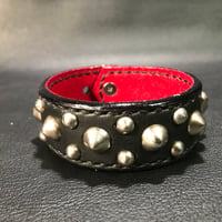 Leather Stud Wristband / 2-1 conical type1/ nickel coated