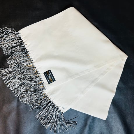 WHITE SILK SCARF オリジナルシルクストール no.3