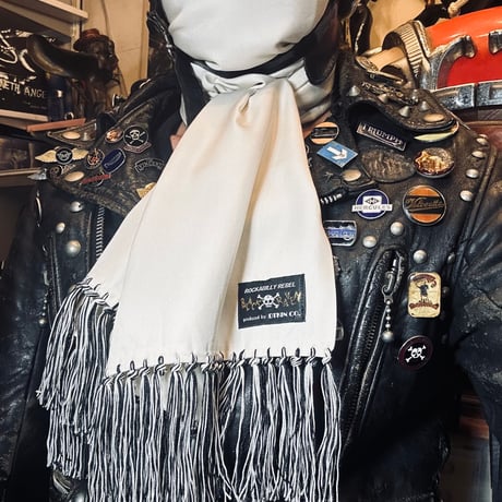 WHITE SILK SCARF オリジナルシルクストール no.3
