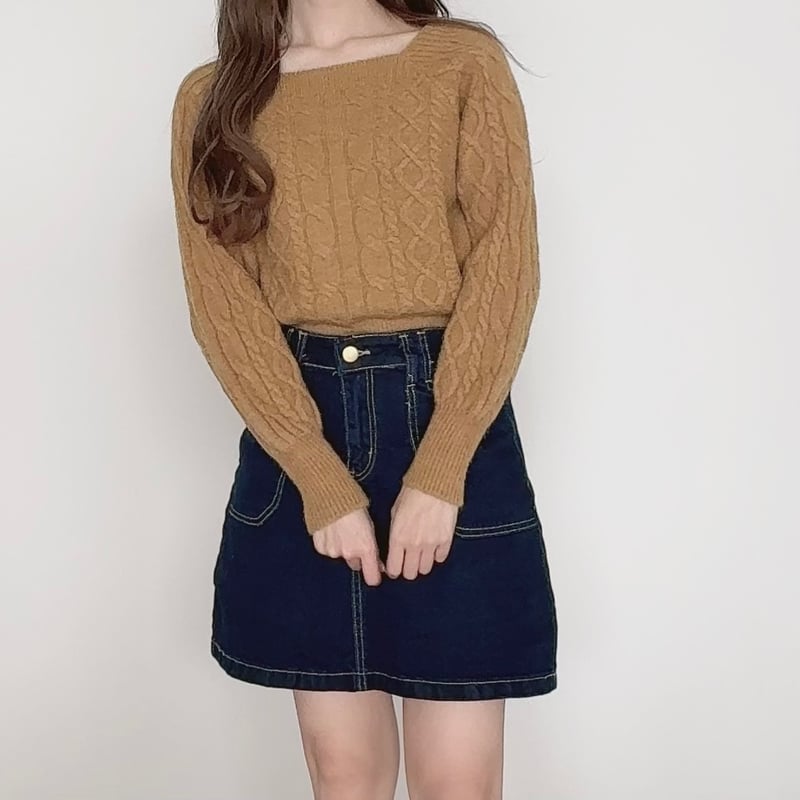 DEICY スクエアネックmixニット完売商品 DEICY スクエアネックmixニット完売商品