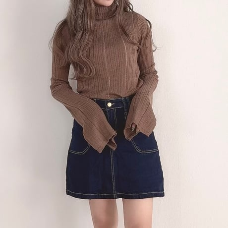 ステッチデニムミニスカート