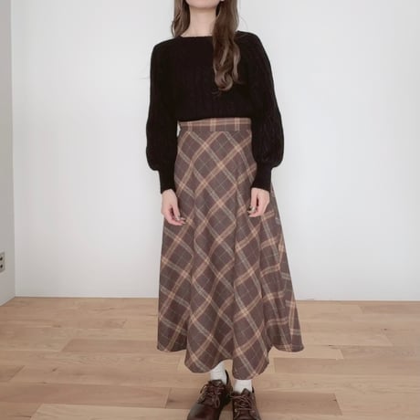 チェックロングスカート
