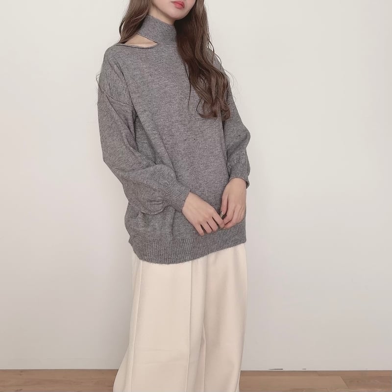 美品！JNBYハイネックニット 胸ポケットリブ切替ハイネックニットプルオーバー 36-1453｜40代