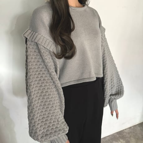 ポップコーン編みショートニット