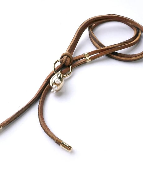 BULB / Leather Necklace Gold