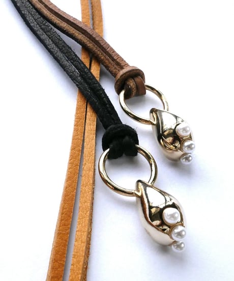 BULB / Leather Necklace Gold