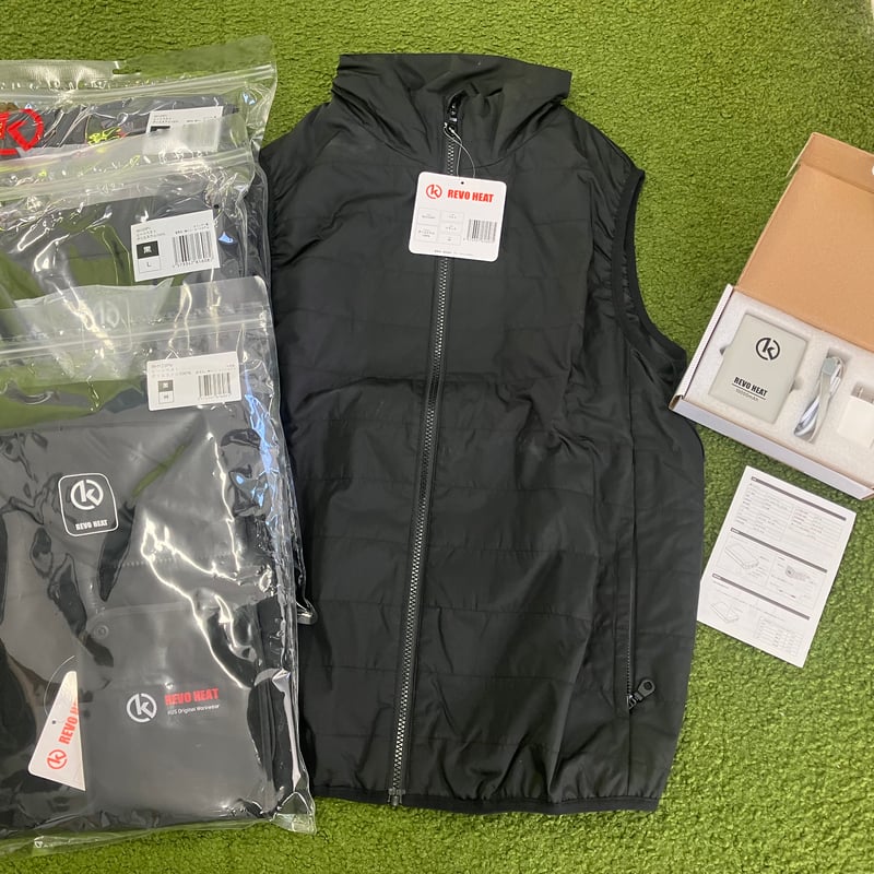 ヒートベスト モバイルバッテリー付 REVO HEATブラック黒　M.L.LL防寒 ヒートベスト モバイルバッテリー付 REVO HEATブラック黒 防寒 | 株式