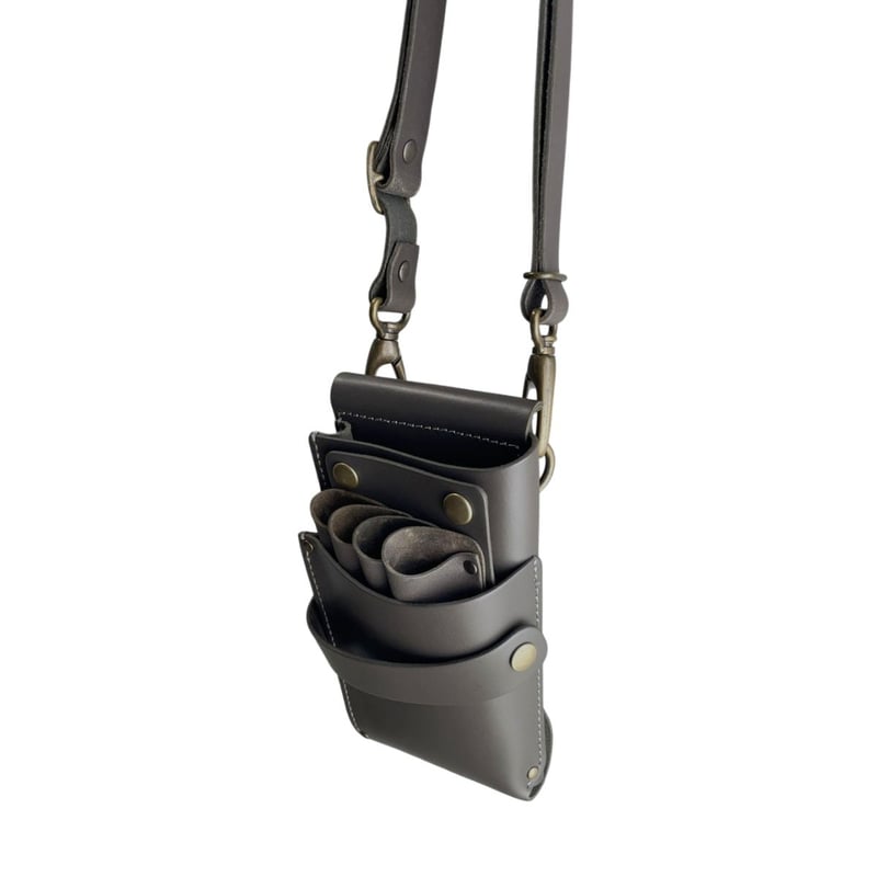 PSCシザーケース｜4丁挿し｜エンボス・クロコ｜限定ブラック｜PS-402-4