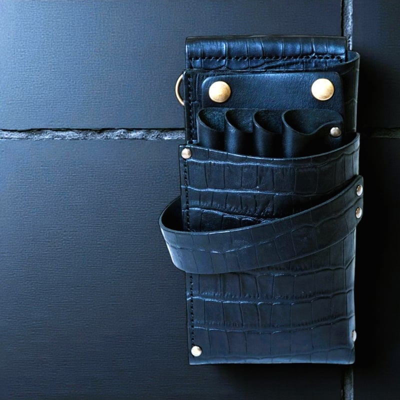 シザーケース本革 4丁タイプ ブラック シザーケース本革4丁用 -haco- |シザーケース専門店｜美容師向け