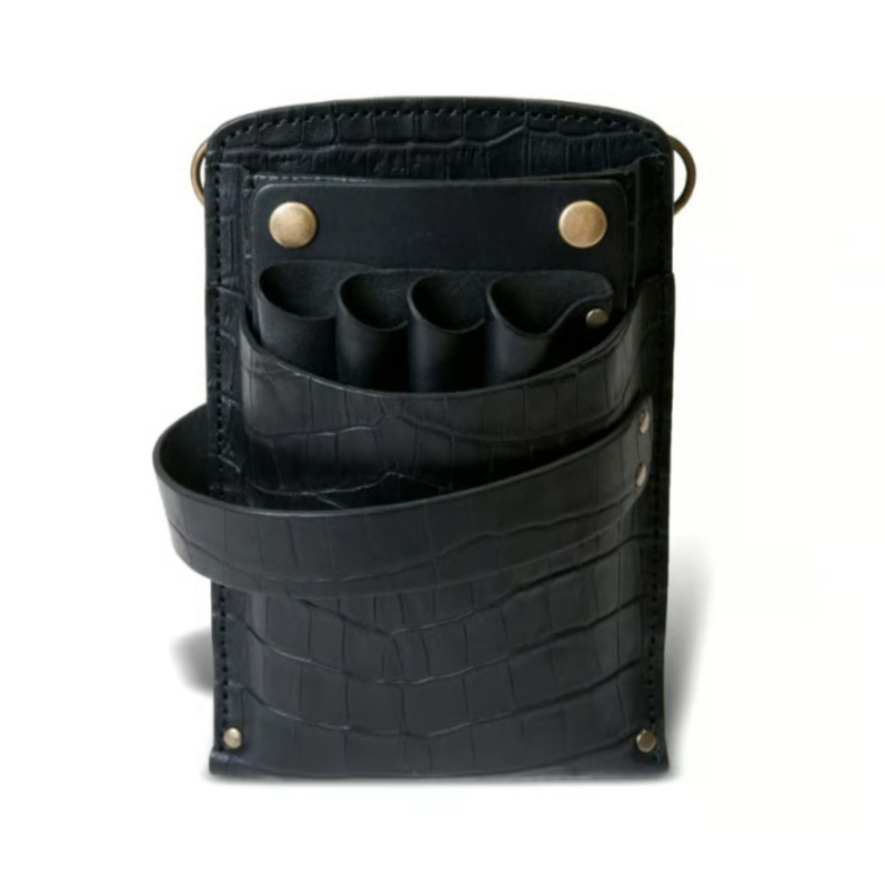 PSCシザーケース｜5丁挿し｜エンボス・クロコ｜限定ブラック｜PS-401-5