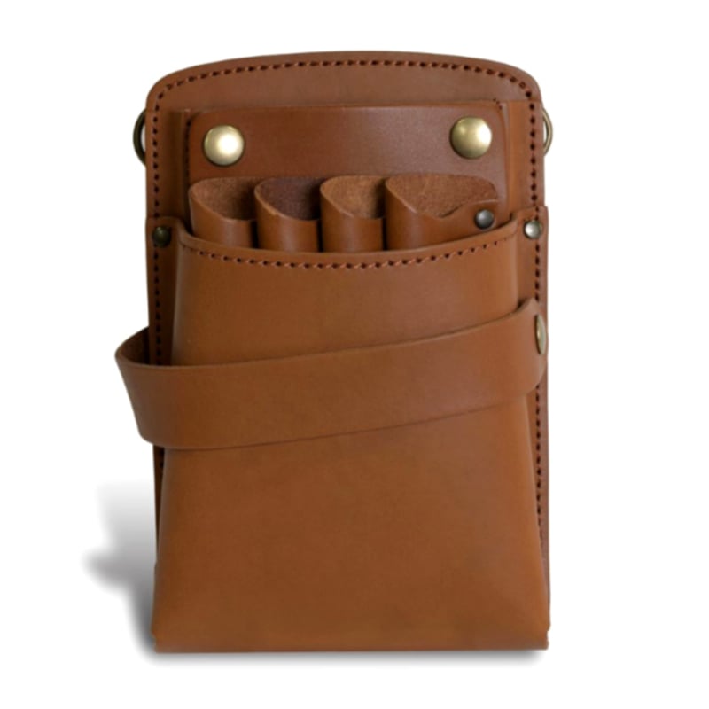 ブラウン＆ナチュラル　６丁差し　本革シザーケース　SCA-45/CBA シザーケース ブラウン ハサミ6丁 本体・ベルト本革 美容師