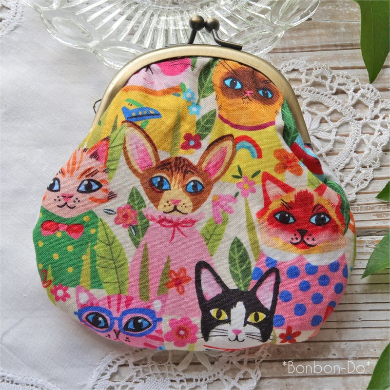 TIMIDE ネコ　ポーチ　猫　　ハンドメイド　がま口　チャトラ 9491653d776fb53d2f6b85b26ff0a4