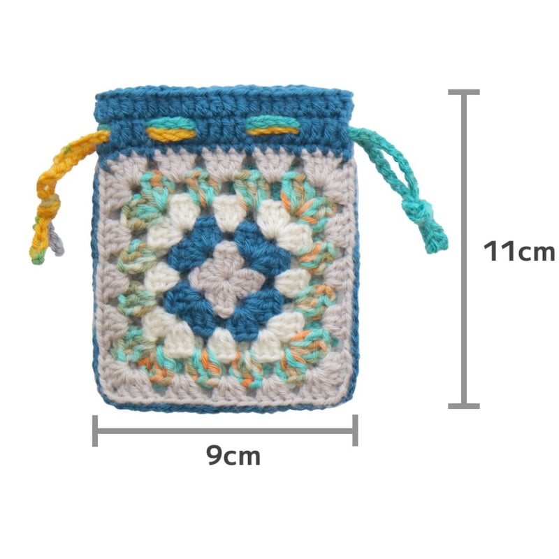 編み図と文章パターン】グラニースクエア巾着（全8ページPDF） | もち
